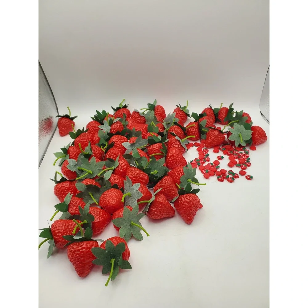 Ultimate Faux Strawberry Lot: 50+ Decorative Berries & Tiny Accents
